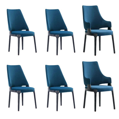 Manhattan Comfort - 6-Piece Kara Velvet Dining Chair and Arm Chair with Beech Wood Legs in Blue - 4-DC057-BL veiw 1