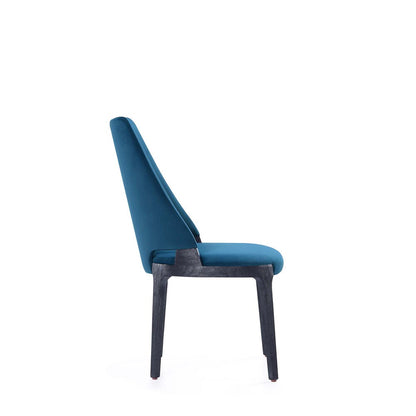 Manhattan Comfort - 6-Piece Kara Velvet Dining Chair and Arm Chair with Beech Wood Legs in Blue - 4-DC057-BL veiw 3