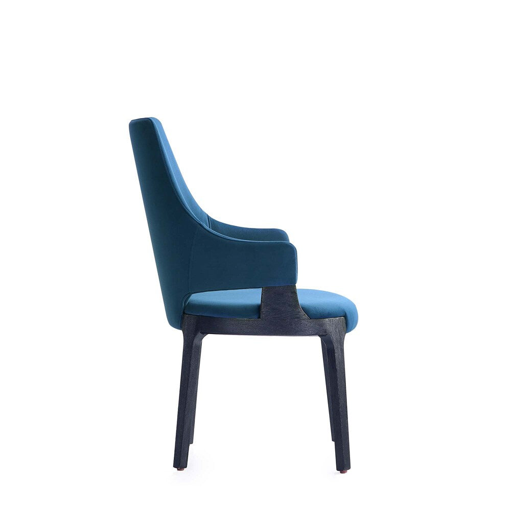 Manhattan Comfort - 6-Piece Kara Velvet Dining Chair and Arm Chair with Beech Wood Legs in Blue - 4-DC057-BL veiw 7
