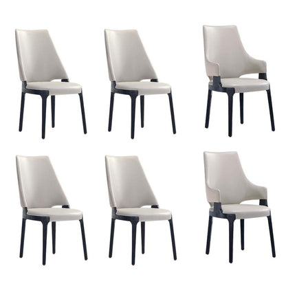 Manhattan Comfort - 6-Piece Kara Leatherette and Velvet Dining Chair and Arm Chair with Beech Wood Legs in Light Grey - 4-DC057-LG veiw 1