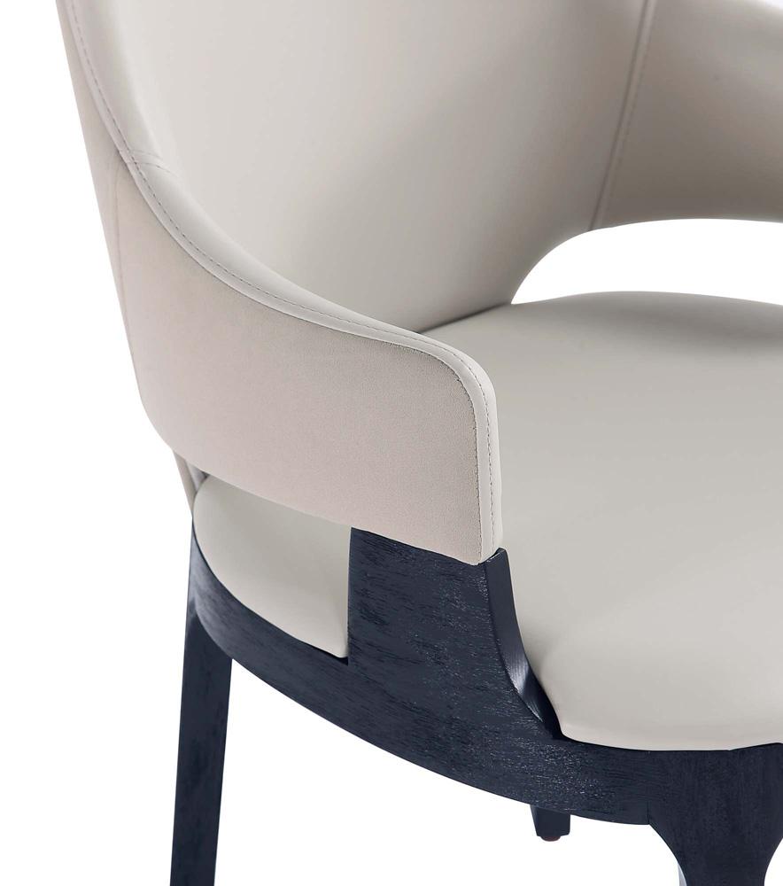 Manhattan Comfort - 6-Piece Kara Leatherette and Velvet Dining Chair and Arm Chair with Beech Wood Legs in Light Grey - 4-DC057-LG veiw 9