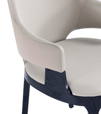 Manhattan Comfort - 6-Piece Kara Leatherette and Velvet Dining Chair and Arm Chair with Beech Wood Legs in Light Grey - 4-DC057-LG veiw 9