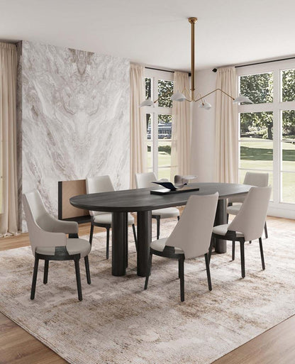 Manhattan Comfort - 6-Piece Kara Leatherette and Velvet Dining Chair and Arm Chair with Beech Wood Legs in Light Grey - 4-DC057-LG veiw 10