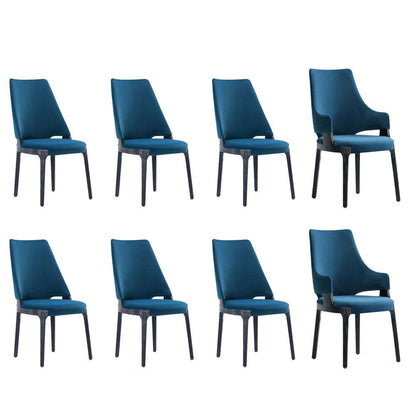 Manhattan Comfort - 8-Piece Kara Velvet Dining Chair and Arm Chair with Beech Wood Legs in Blue - 6-DC057-BL veiw 1