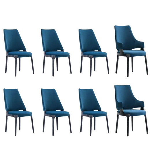 Manhattan Comfort - 8-Piece Kara Velvet Dining Chair and Arm Chair with Beech Wood Legs in Blue - 6-DC057-BL veiw 1