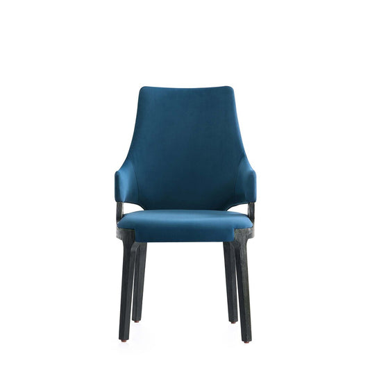 Manhattan Comfort - 8-Piece Kara Velvet Dining Chair and Arm Chair with Beech Wood Legs in Blue - 6-DC057-BL veiw 2