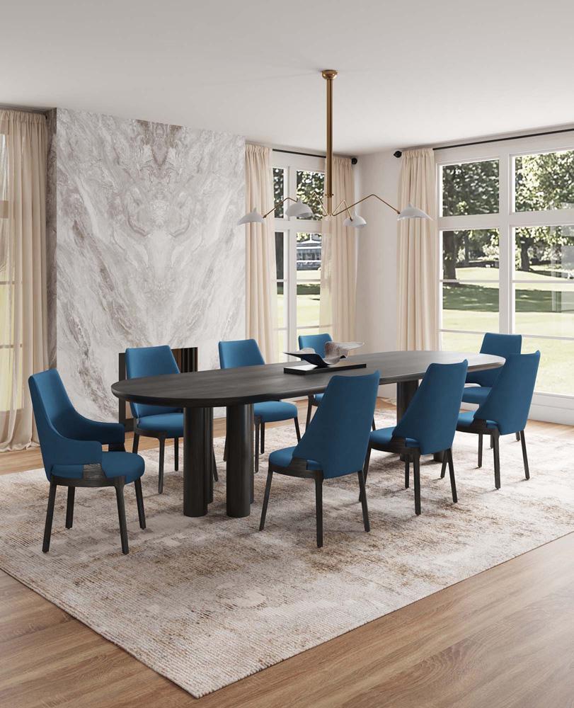 Manhattan Comfort - 8-Piece Kara Velvet Dining Chair and Arm Chair with Beech Wood Legs in Blue - 6-DC057-BL veiw 10
