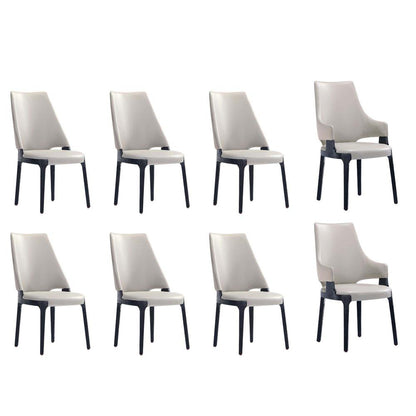 Manhattan Comfort - 8-Piece Kara Leatherette and Velvet Dining Chair and Arm Chair with Beech Wood Legs in Light Grey - 6-DC057-LG veiw 1