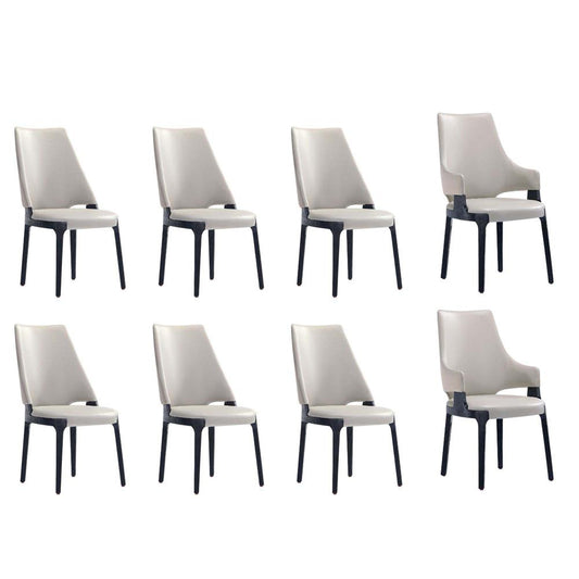 Manhattan Comfort - 8-Piece Kara Leatherette and Velvet Dining Chair and Arm Chair with Beech Wood Legs in Light Grey - 6-DC057-LG veiw 1