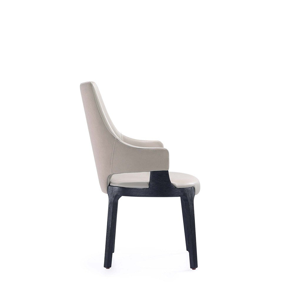 Manhattan Comfort - 8-Piece Kara Leatherette and Velvet Dining Chair and Arm Chair with Beech Wood Legs in Light Grey - 6-DC057-LG veiw 7