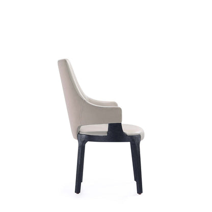 Manhattan Comfort - 8-Piece Kara Leatherette and Velvet Dining Chair and Arm Chair with Beech Wood Legs in Light Grey - 6-DC057-LG veiw 7