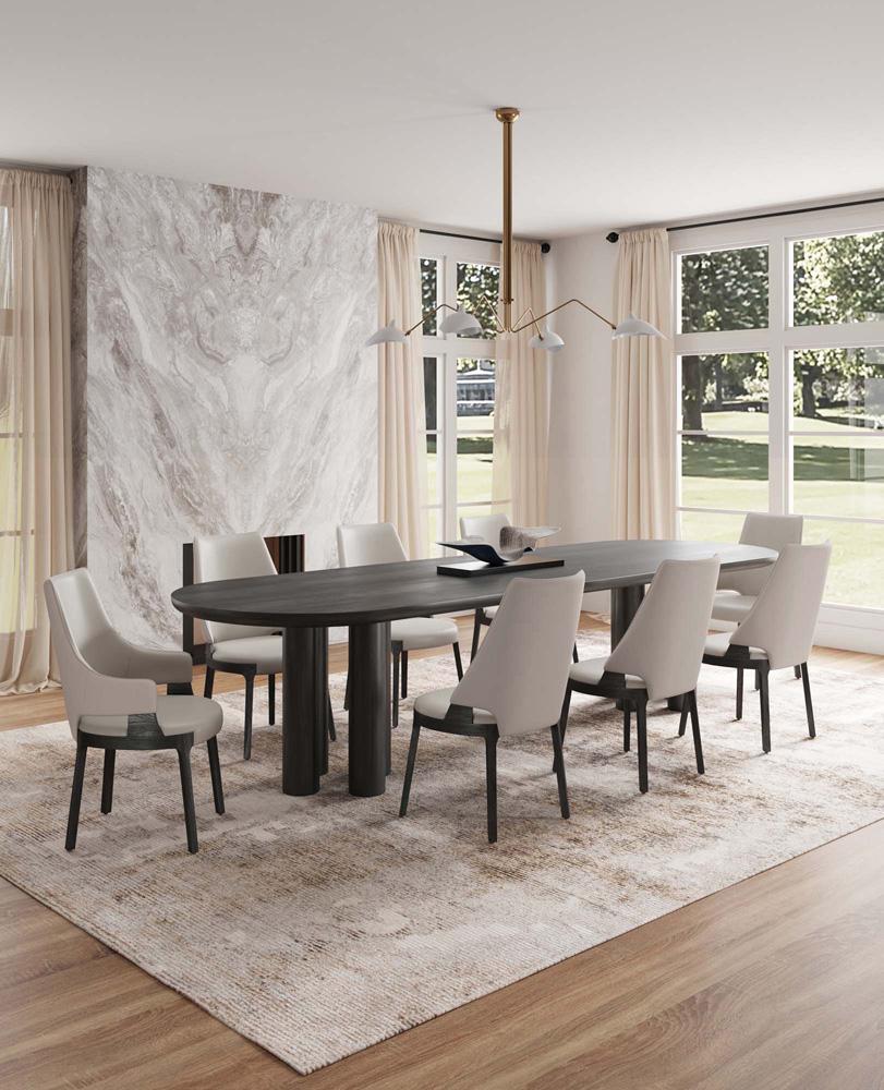 Manhattan Comfort - 8-Piece Kara Leatherette and Velvet Dining Chair and Arm Chair with Beech Wood Legs in Light Grey - 6-DC057-LG veiw 10