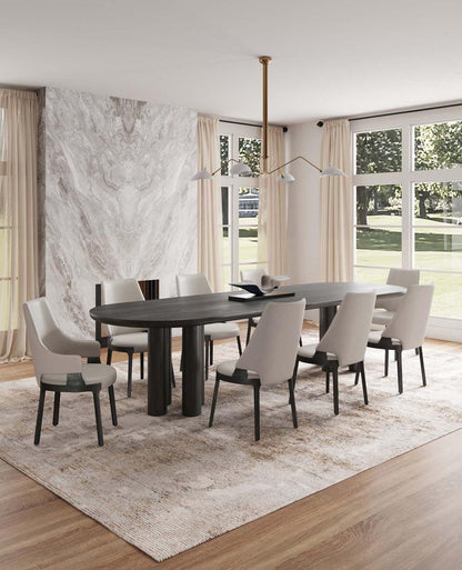 Manhattan Comfort - 8-Piece Kara Leatherette and Velvet Dining Chair and Arm Chair with Beech Wood Legs in Light Grey - 6-DC057-LG veiw 10