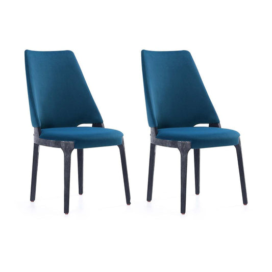 Manhattan Comfort - Kara Velvet Dining Chair with Beech Wood Legs in Blue - Set of 2 - DC057-BL veiw 1