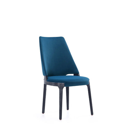 Manhattan Comfort - Kara Velvet Dining Chair with Beech Wood Legs in Blue - Set of 2 - DC057-BL veiw 3