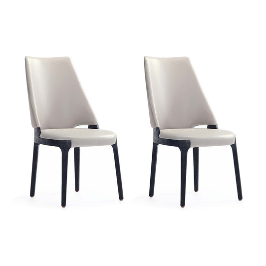 Manhattan Comfort - Kara Leatherette and Velvet Dining Chair with Beech Wood Legs in Light Grey - Set of 2 - DC057-LG veiw 1
