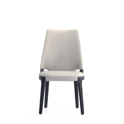 Manhattan Comfort - Kara Leatherette and Velvet Dining Chair with Beech Wood Legs in Light Grey - Set of 2 - DC057-LG veiw 2