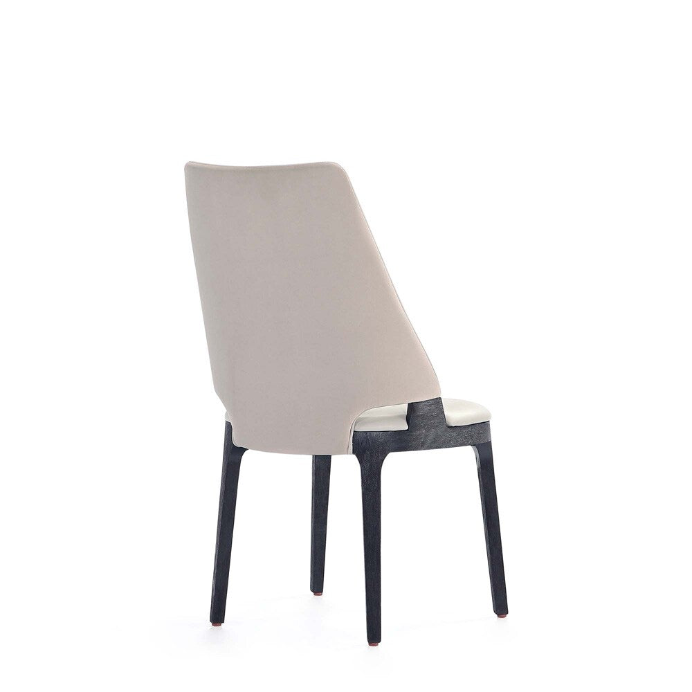 Manhattan Comfort - Kara Leatherette and Velvet Dining Chair with Beech Wood Legs in Light Grey - Set of 2 - DC057-LG veiw 4