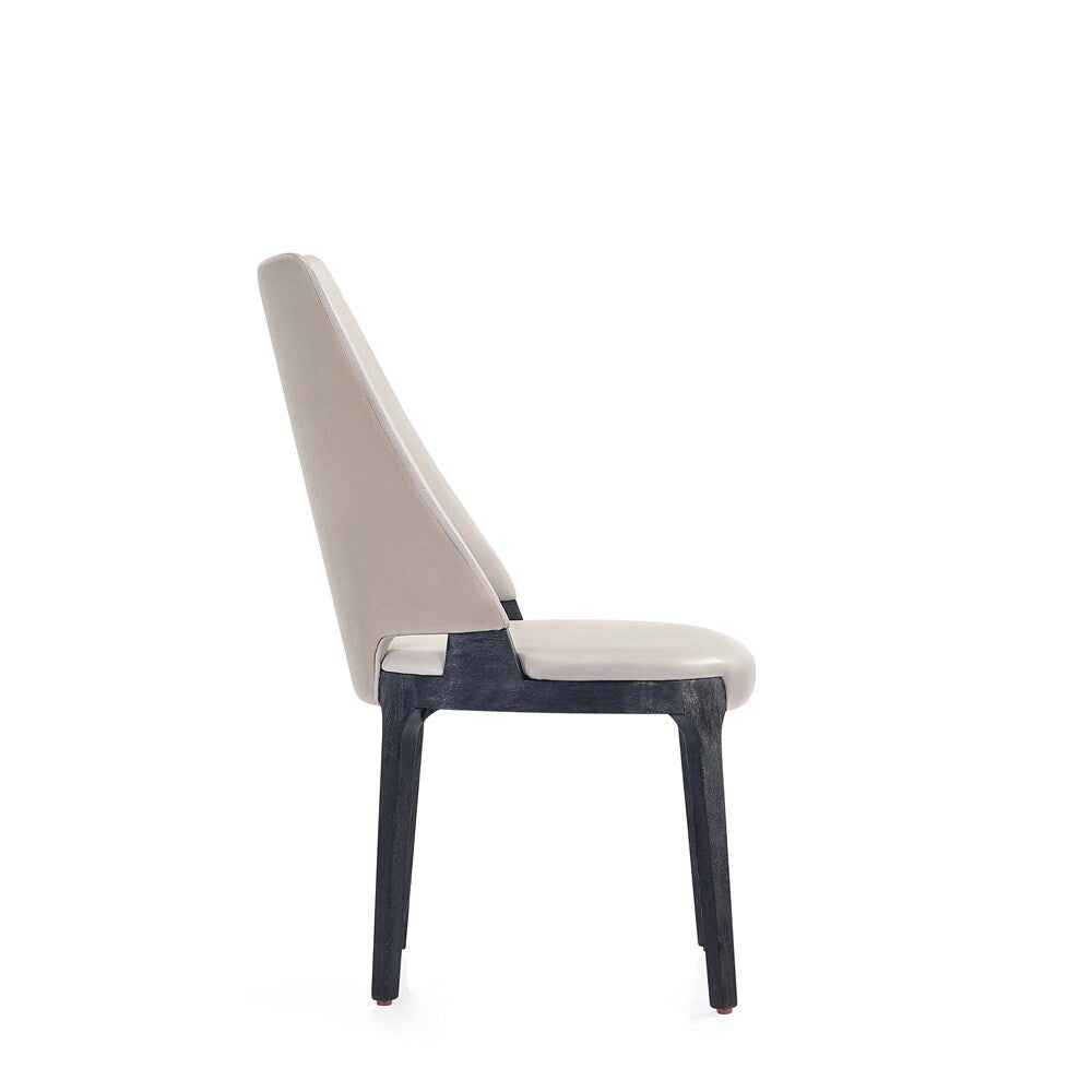 Manhattan Comfort - Kara Leatherette and Velvet Dining Chair with Beech Wood Legs in Light Grey - Set of 2 - DC057-LG veiw 5