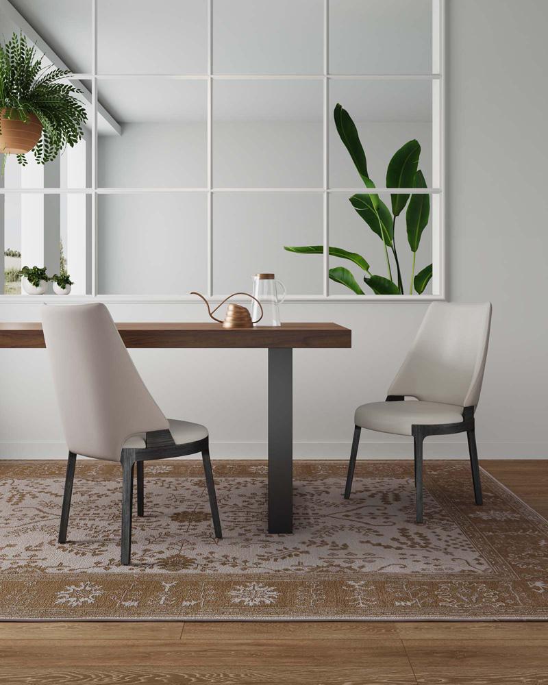 Manhattan Comfort - Kara Leatherette and Velvet Dining Chair with Beech Wood Legs in Light Grey - Set of 2 - DC057-LG veiw 10