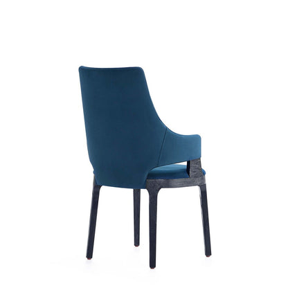 Manhattan Comfort - Kara Velvet Dining Arm Chair with Beech Wood Legs in Blue - DC057AR-BL veiw 3