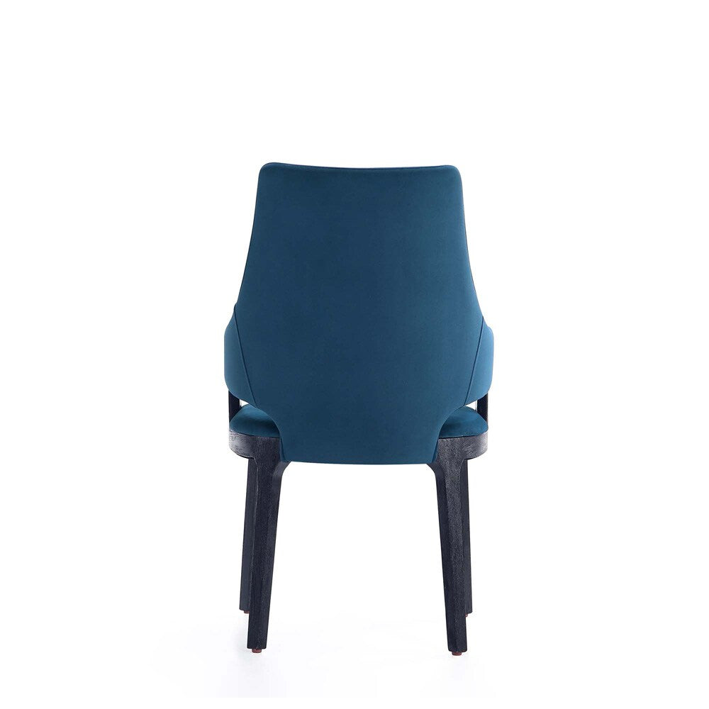 Manhattan Comfort - Kara Velvet Dining Arm Chair with Beech Wood Legs in Blue - DC057AR-BL veiw 5