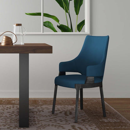Manhattan Comfort - Kara Velvet Dining Arm Chair with Beech Wood Legs in Blue - DC057AR-BL veiw 10