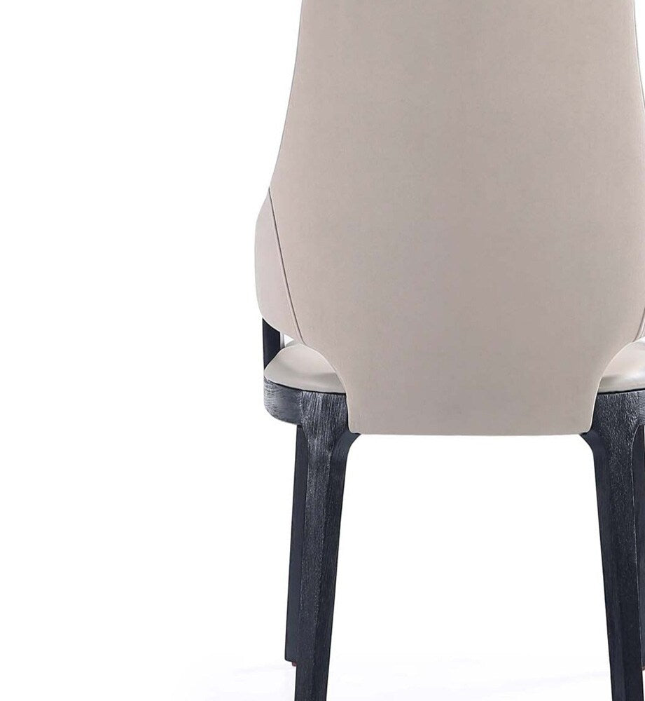Manhattan Comfort - Kara Leatherette and Velvet Dining Arm Chair with Beech Wood Legs in Light Grey - DC057AR-LG veiw 8