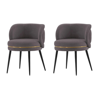 Manhattan Comfort - Kaya Velvet Dining Chair with Elm Wood & Metal Legs in Grey - Set of 2 - 2-DC080-GY veiw 1