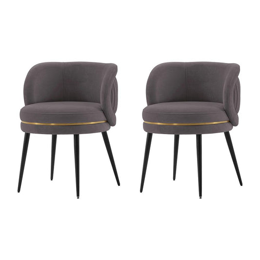 Manhattan Comfort - Kaya Velvet Dining Chair with Elm Wood & Metal Legs in Grey - Set of 2 - 2-DC080-GY veiw 1