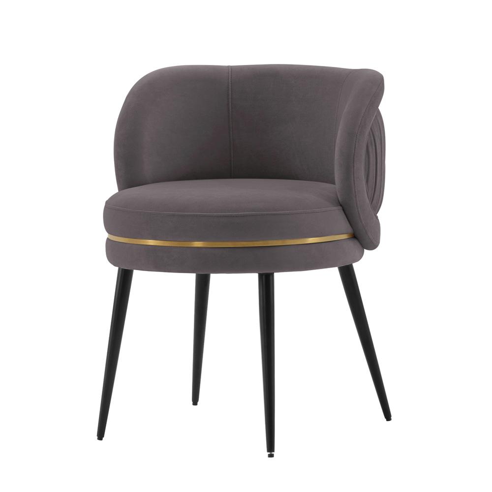 Manhattan Comfort - Kaya Velvet Dining Chair with Elm Wood & Metal Legs in Grey - Set of 2 - 2-DC080-GY veiw 2