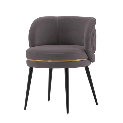 Manhattan Comfort - Kaya Velvet Dining Chair with Elm Wood & Metal Legs in Grey - Set of 2 - 2-DC080-GY veiw 2