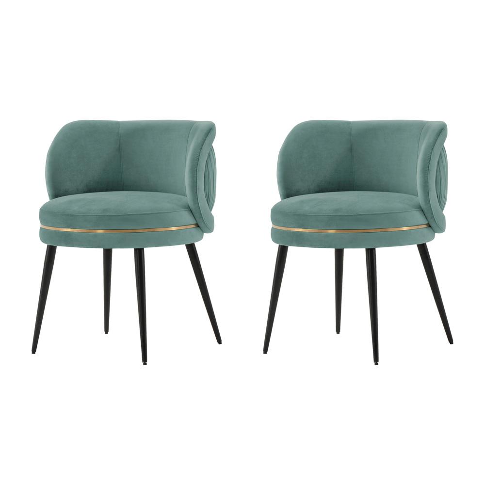 Manhattan Comfort - Kaya Velvet Dining Chair with Elm Wood & Metal Legs in Mint Green - Set of 2 - 2-DC080-MG veiw 1