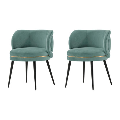 Manhattan Comfort - Kaya Velvet Dining Chair with Elm Wood & Metal Legs in Mint Green - Set of 2 - 2-DC080-MG veiw 1