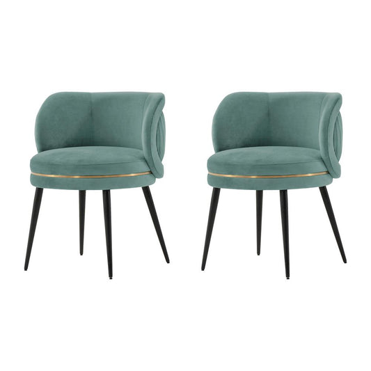 Manhattan Comfort - Kaya Velvet Dining Chair with Elm Wood & Metal Legs in Mint Green - Set of 2 - 2-DC080-MG veiw 1