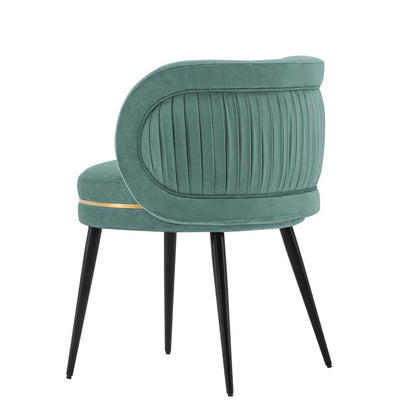 Manhattan Comfort - Kaya Velvet Dining Chair with Elm Wood & Metal Legs in Mint Green - Set of 2 - 2-DC080-MG veiw 3