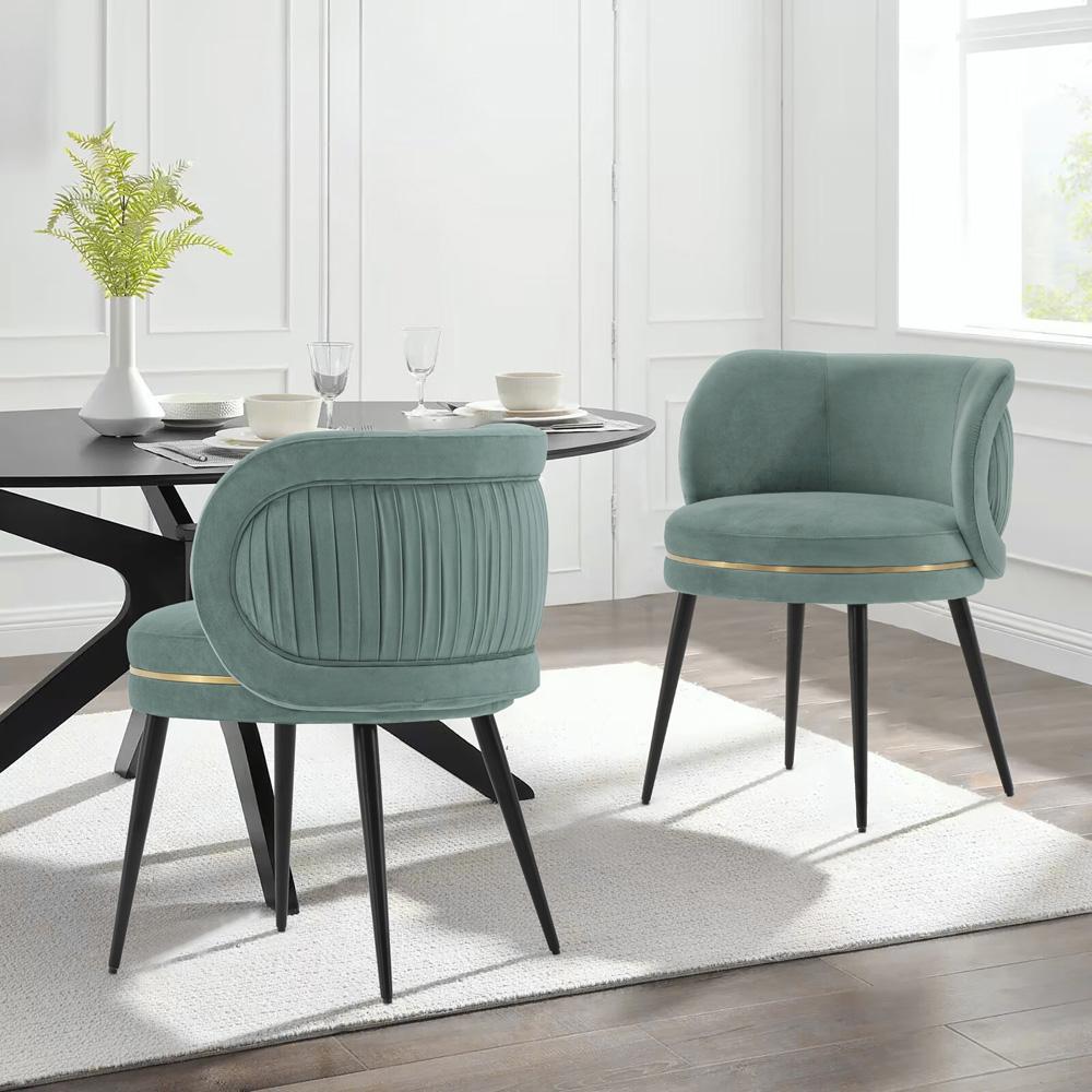 Manhattan Comfort - Kaya Velvet Dining Chair with Elm Wood & Metal Legs in Mint Green - Set of 2 - 2-DC080-MG veiw 7