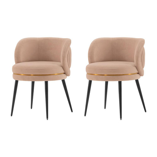 Manhattan Comfort - Kaya Velvet Dining Chair with Elm Wood & Metal Legs in Nude - Set of 2 - 2-DC080-ND veiw 1