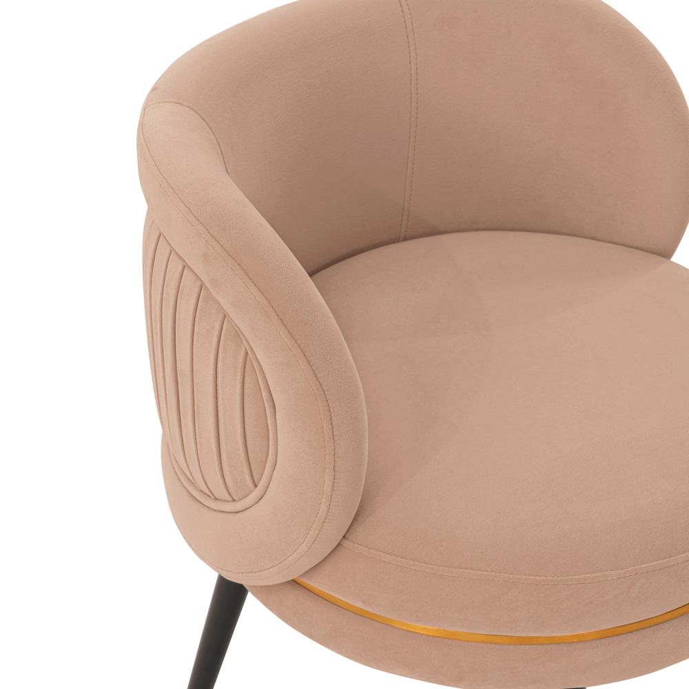 Manhattan Comfort - Kaya Velvet Dining Chair with Elm Wood & Metal Legs in Nude - Set of 2 - 2-DC080-ND veiw 6
