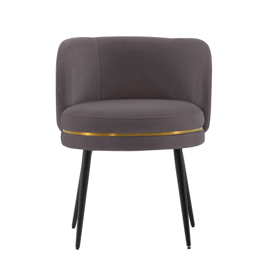 Manhattan Comfort - Kaya Velvet Dining Chair with Elm Wood & Metal Legs in Grey - DC080-GY veiw 1