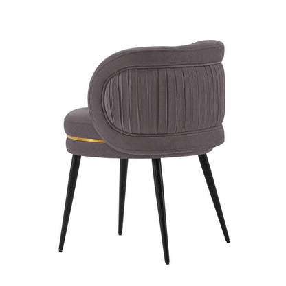 Manhattan Comfort - Kaya Velvet Dining Chair with Elm Wood & Metal Legs in Grey - DC080-GY veiw 3