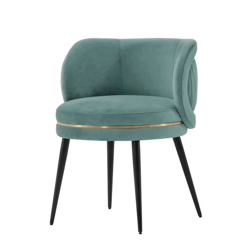 Manhattan Comfort - Kaya Velvet Dining Chair with Elm Wood & Metal Legs in Mint Green - DC080-MG veiw 2