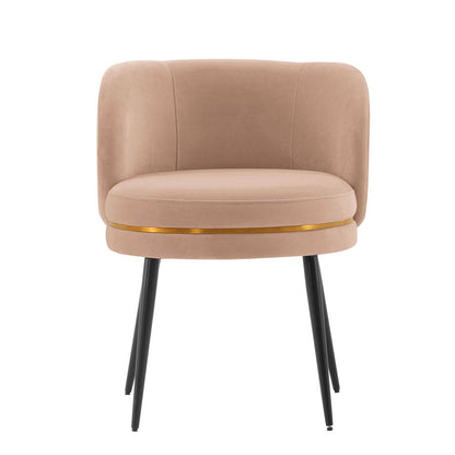 Manhattan Comfort - Kaya Velvet Dining Chair with Elm Wood & Metal Legs in Nude - DC080-ND veiw 1
