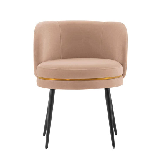 Manhattan Comfort - Kaya Velvet Dining Chair with Elm Wood & Metal Legs in Nude - DC080-ND veiw 1