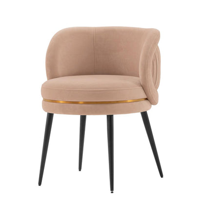 Manhattan Comfort - Kaya Velvet Dining Chair with Elm Wood & Metal Legs in Nude - DC080-ND veiw 2