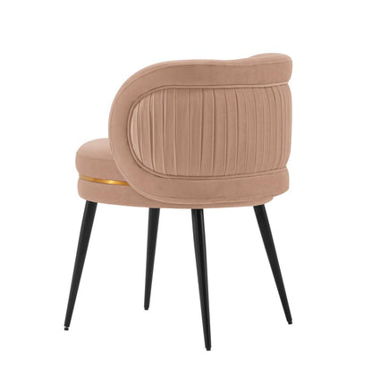 Manhattan Comfort - Kaya Velvet Dining Chair with Elm Wood & Metal Legs in Nude - DC080-ND veiw 3