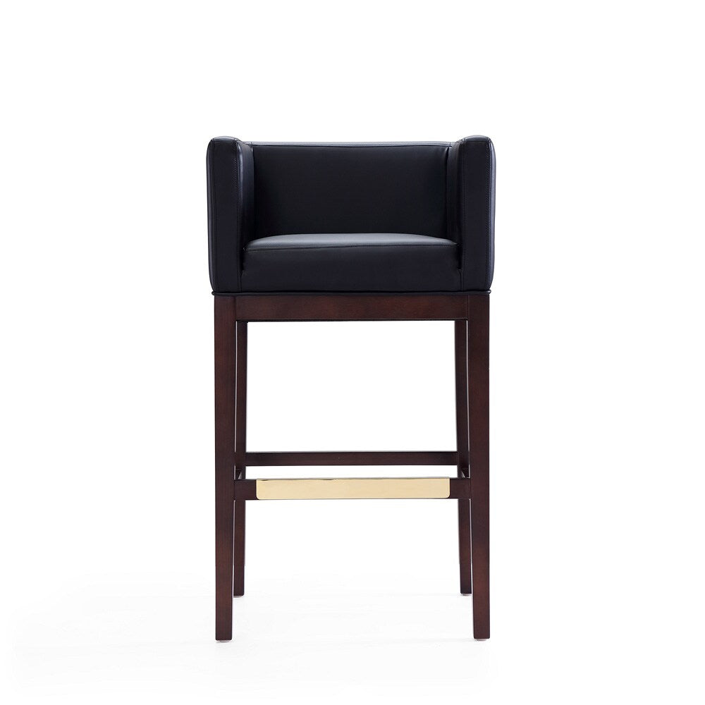 Manhattan Comfort - Kingsley Faux Leather Bar Stool in Black and Dark Walnut - Set of 2 - 2-BS012-BK veiw 3