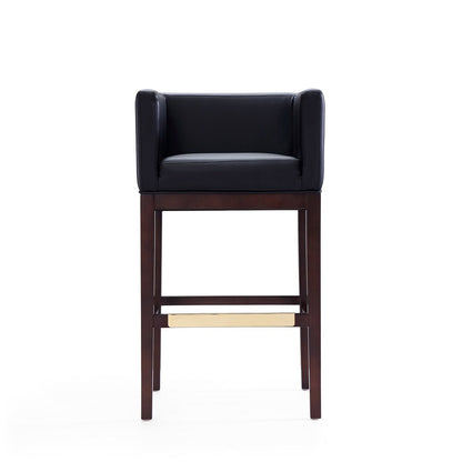 Manhattan Comfort - Kingsley Faux Leather Bar Stool in Black and Dark Walnut - Set of 2 - 2-BS012-BK veiw 3