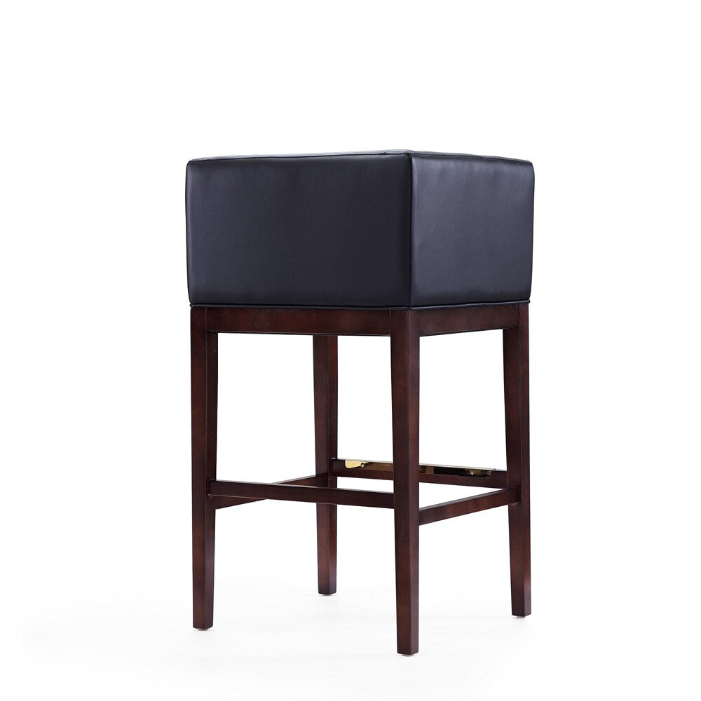 Manhattan Comfort - Kingsley Faux Leather Bar Stool in Black and Dark Walnut - Set of 2 - 2-BS012-BK veiw 4
