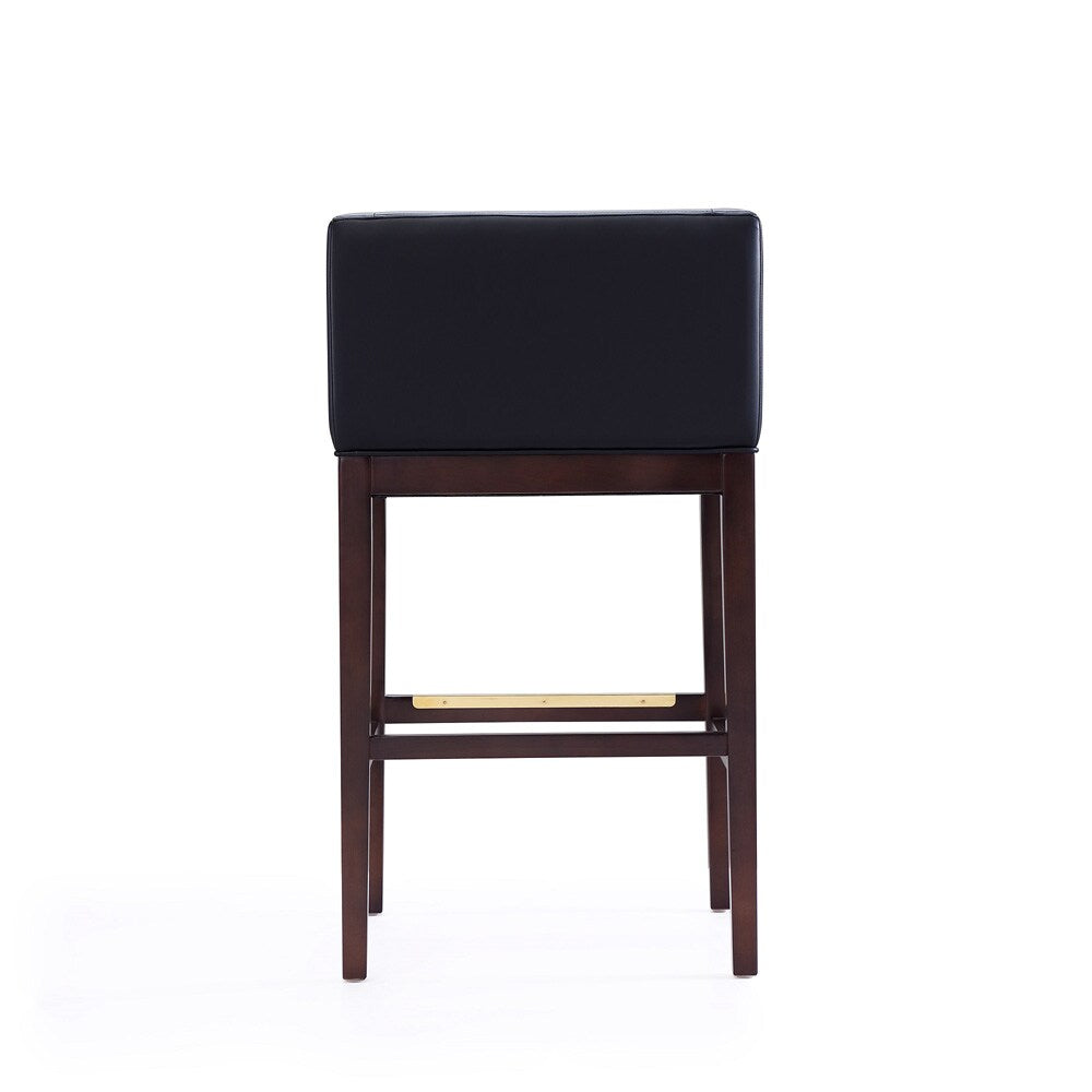 Manhattan Comfort - Kingsley Faux Leather Bar Stool in Black and Dark Walnut - Set of 2 - 2-BS012-BK veiw 5